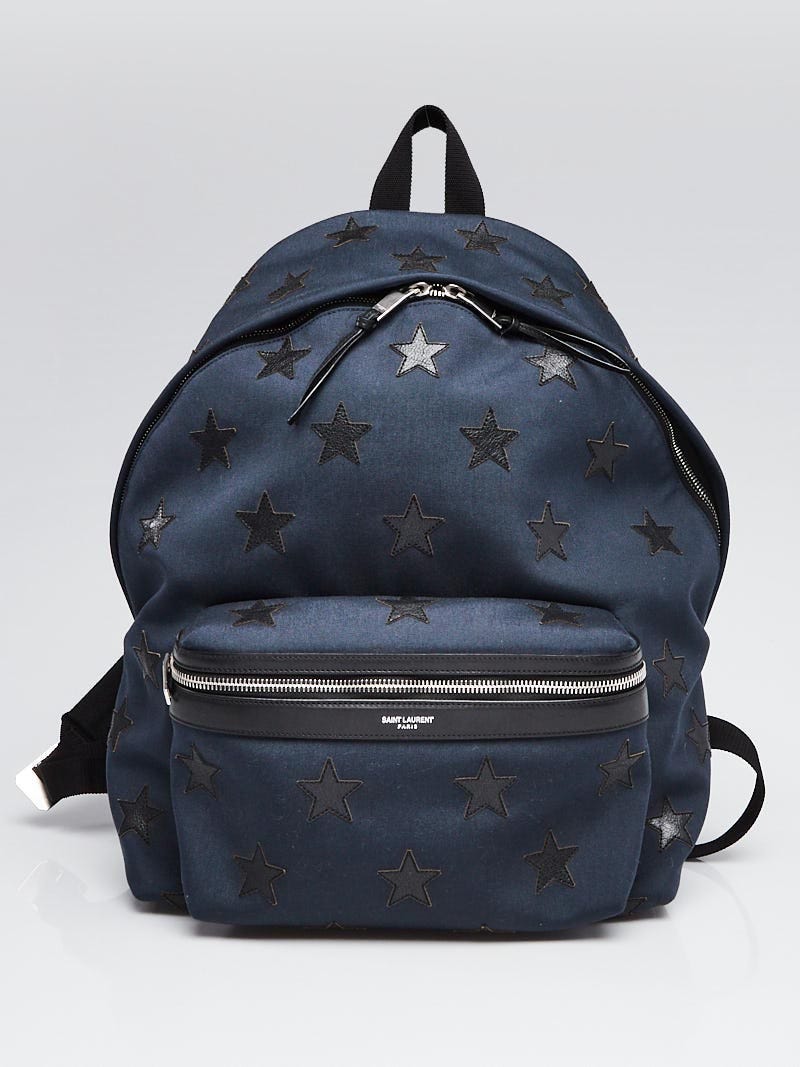 Yves Saint Laurent Navy Blue Canvas Black Leather Star Hunter