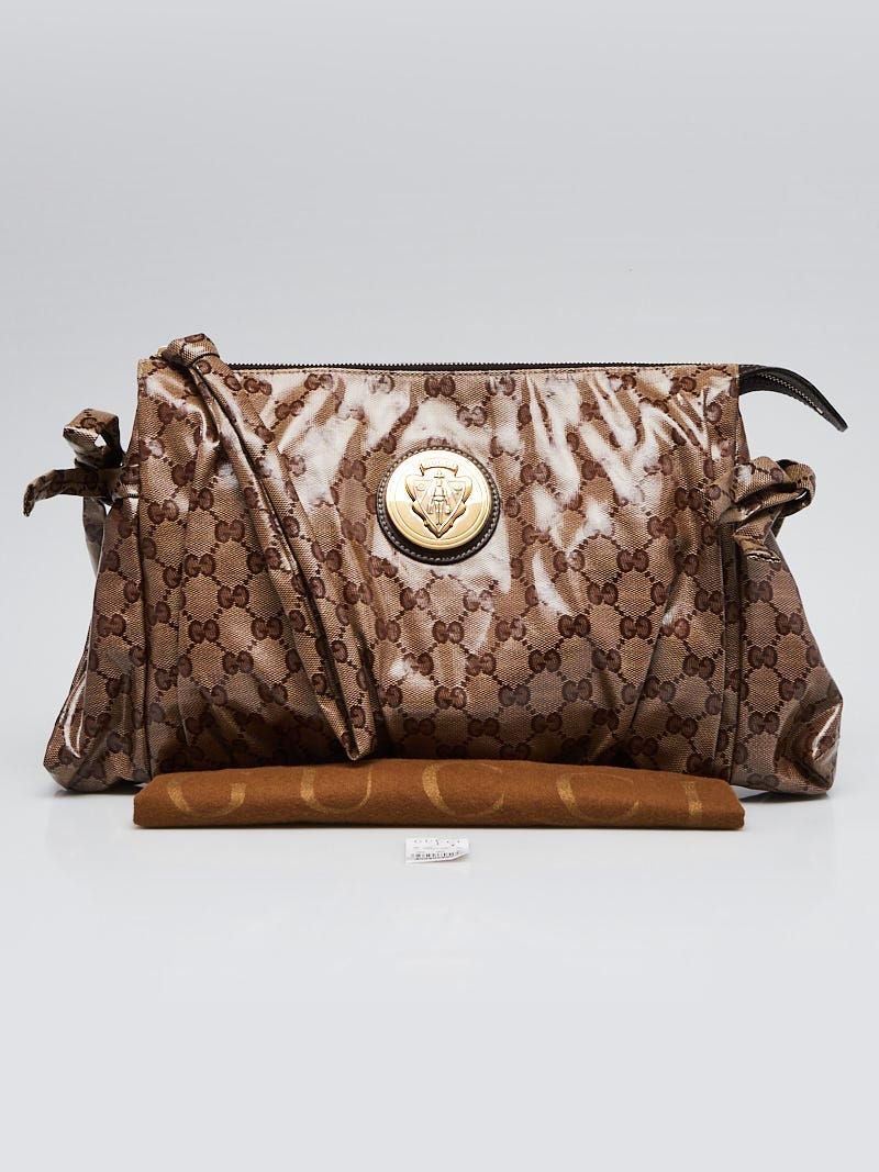 Gucci Beige/Ebony GG Crystal Hysteria Large Clutch Bag | Yoogi's