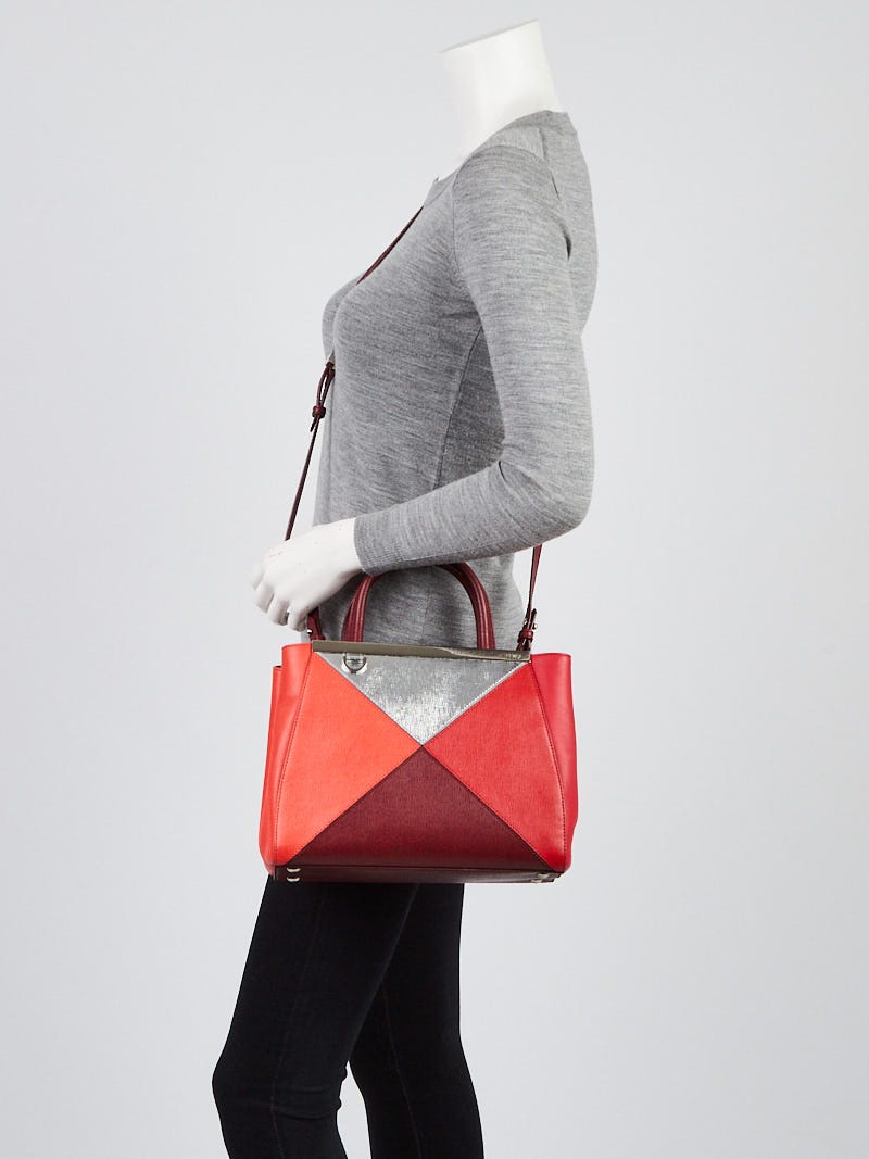 Fendi Red/Silver Saffiano Leather Petite Sac 2jours Elite Tote Bag