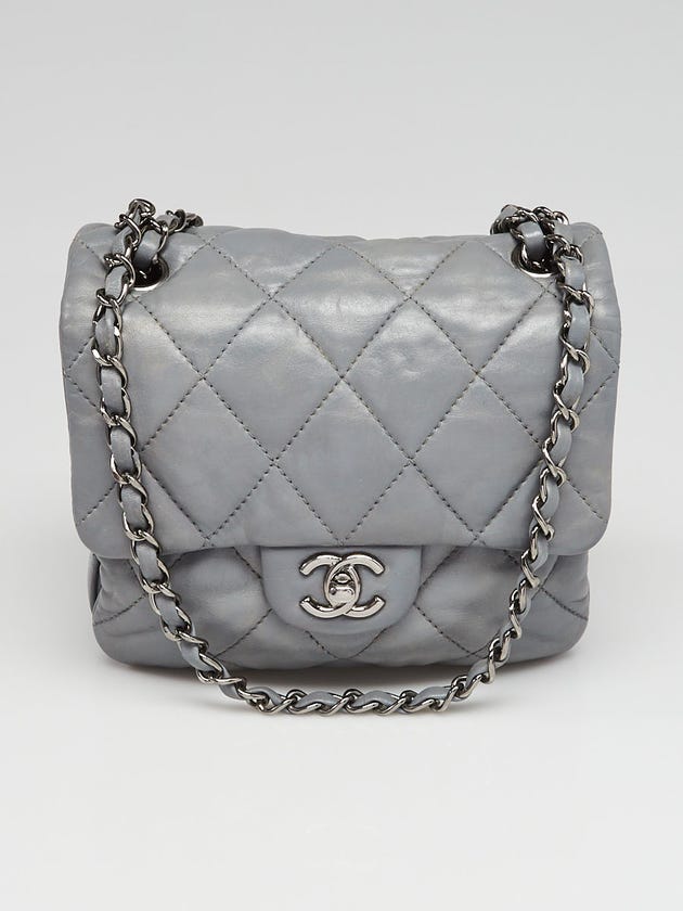 Chanel Grey Quilted Leather 3 Accordion Mini Flap Bag