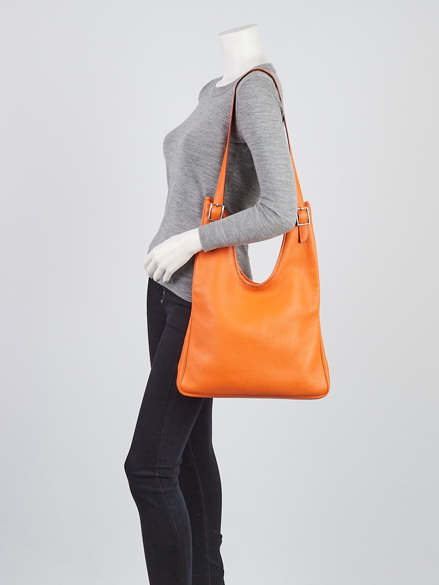 Hermes Orange Clemence Leather Massai PM Bag | Yoogi's Closet