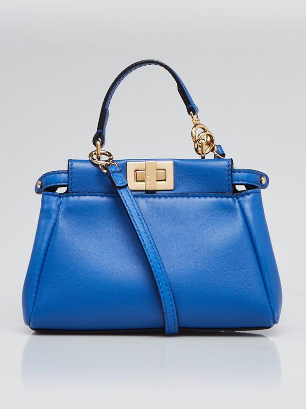 Fendi Blue Nappa Leather Micro Peekaboo Bag 8M0355
