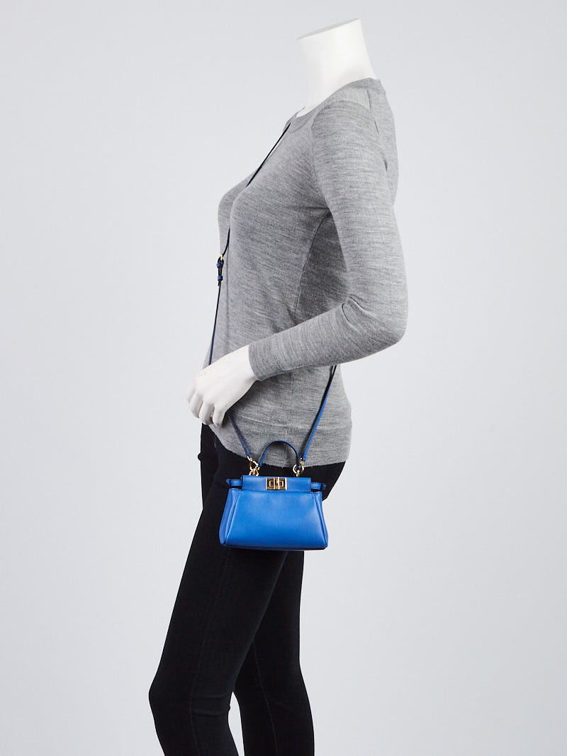 Fendi Blue Nappa Leather Micro Peekaboo Bag 8M0355 - Yoogi's Closet