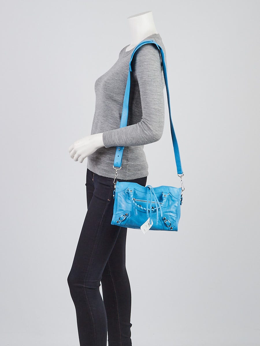 Balenciaga Bleu Azur Lambskin Leather Mini City Bag