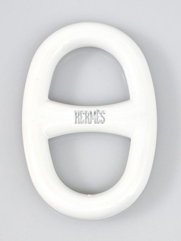 Hermes White Lacquer Chain d'Ancre Scarf Ring