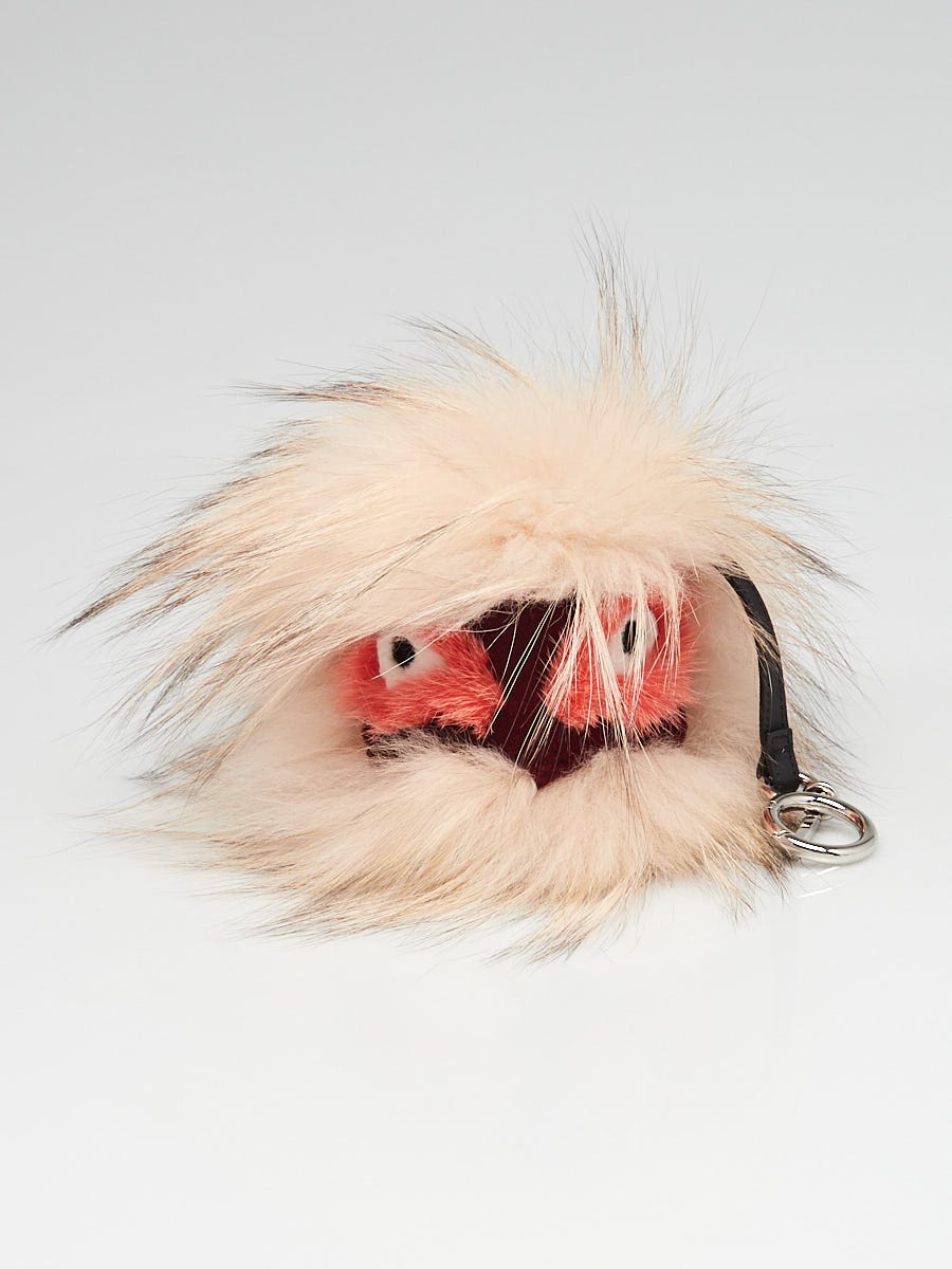 Fendi Red/Beige Mink/Fox/Rabbit Fur 'Archy' Monster Bag Bugs Key