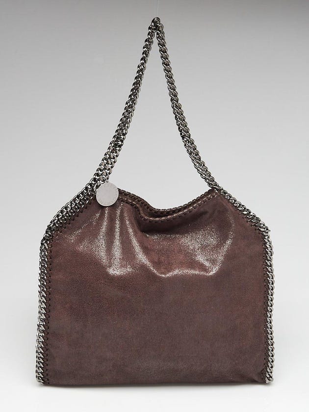 Stella McCartney Brown Embossed Shaggy Deer Faux-Leather Falabella Small Tote Bag