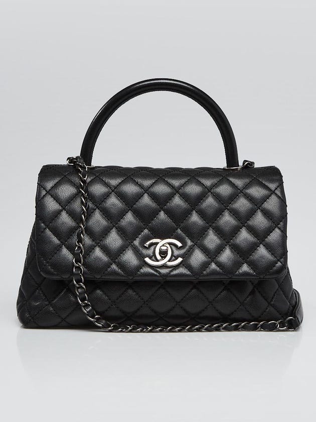 Chanel Black Quilted Caviar Leather Small Coco Handle Bag