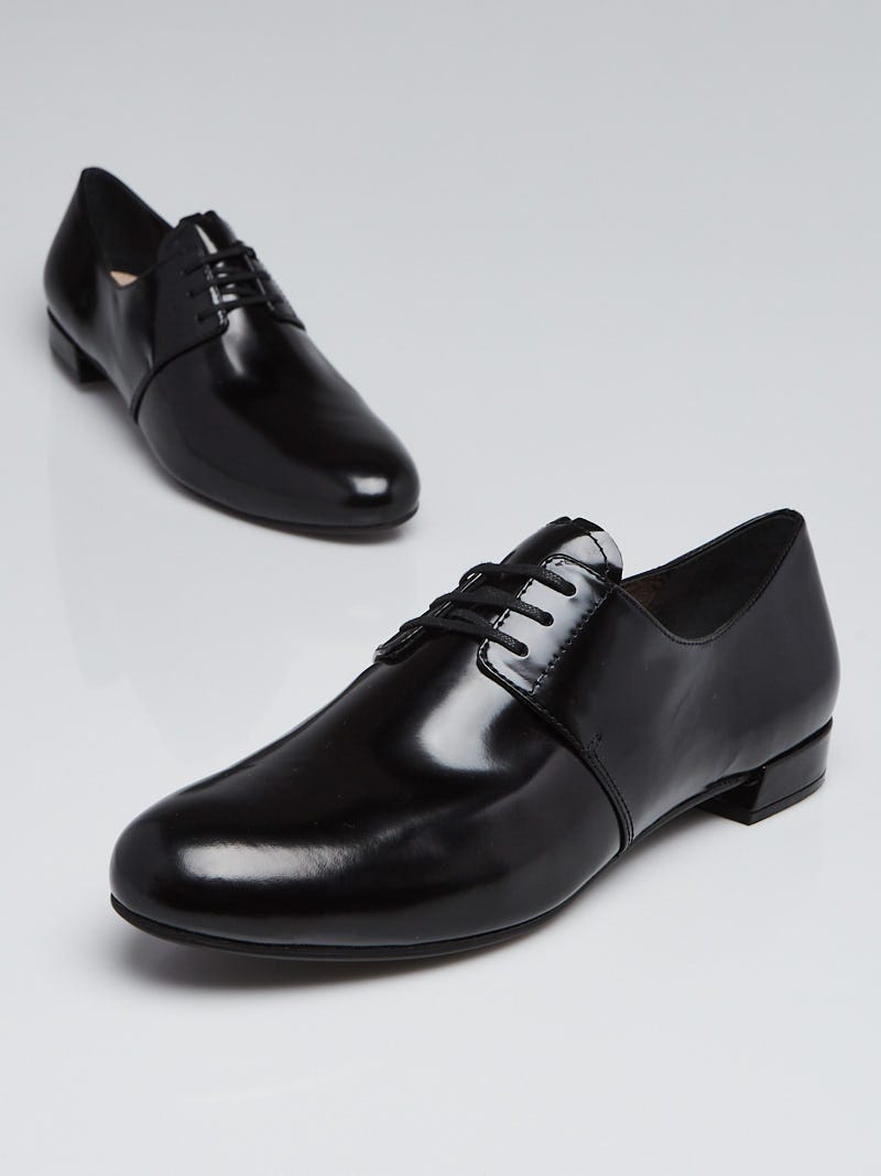 Prada Black Leather Oxfords Size 9.5/40