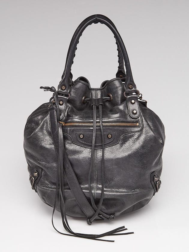 Balenciaga Black Lambskin Leather Pompon Bag