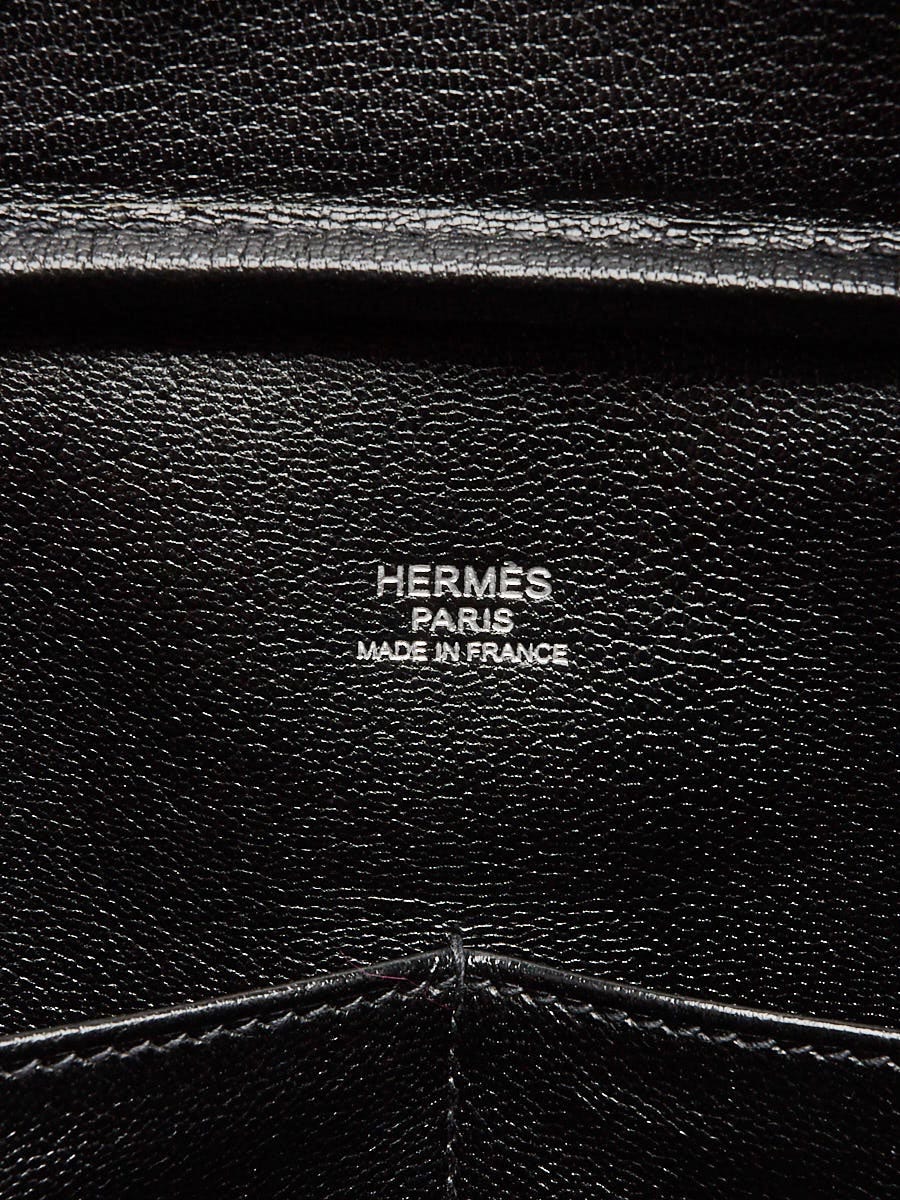 Hermes 32cm Black Fjord Leather Palladium Plated Plume Bag