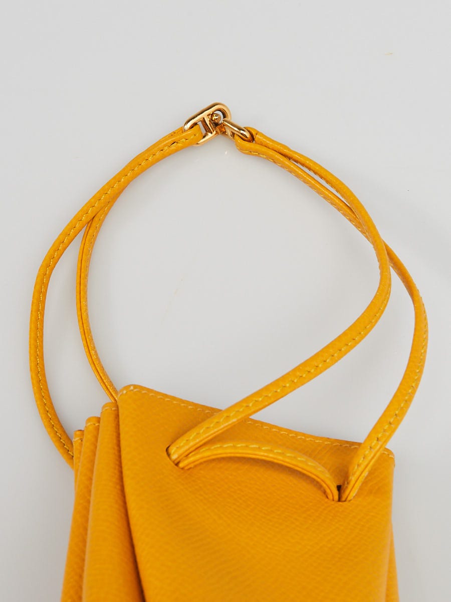 Hermes Jaune Courcheval Leather Mini Vespa Pouch Bag - Yoogi's Closet