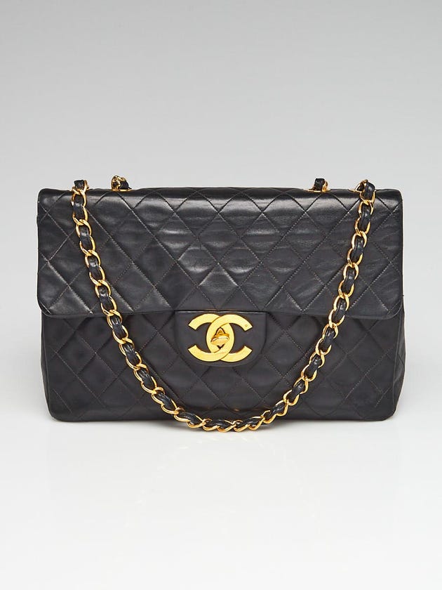 Chanel Black Quilted Lambskin Leather Classic Maxi Jumbo XL Flap Bag
