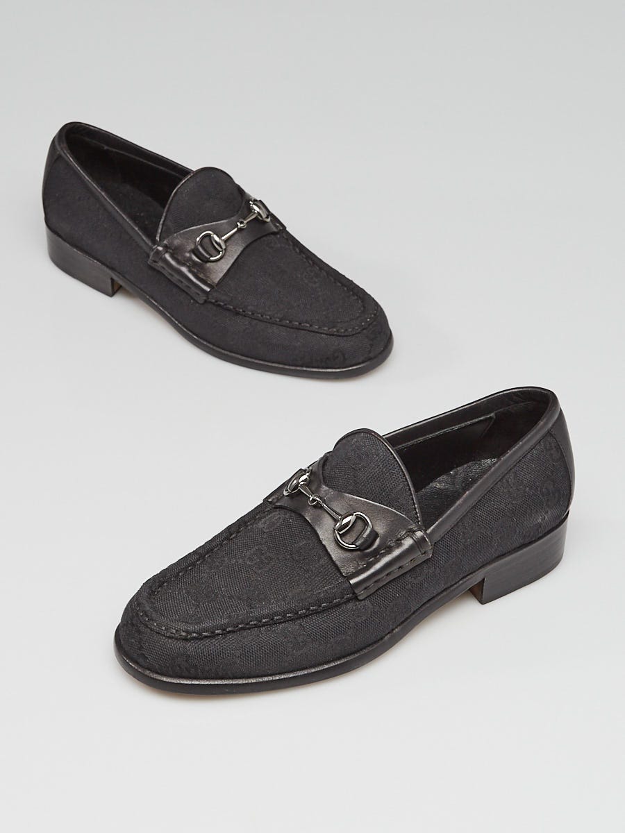 Gucci Black GG Canvas Horsebit Loafers 