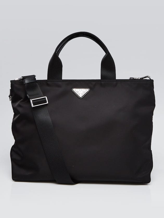 Prada Black Nylon East West Shopper Tote Bag 1BG387
