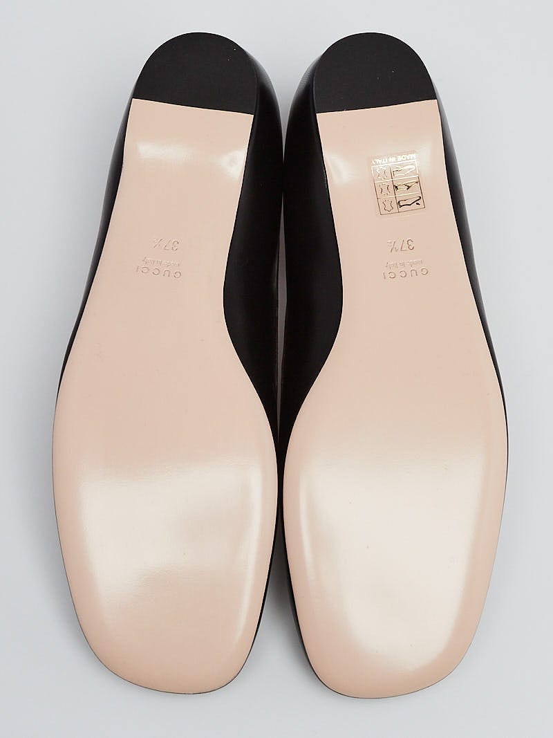 Gucci Black Leather Yoko Snake Print Ballet Flats Size 7
