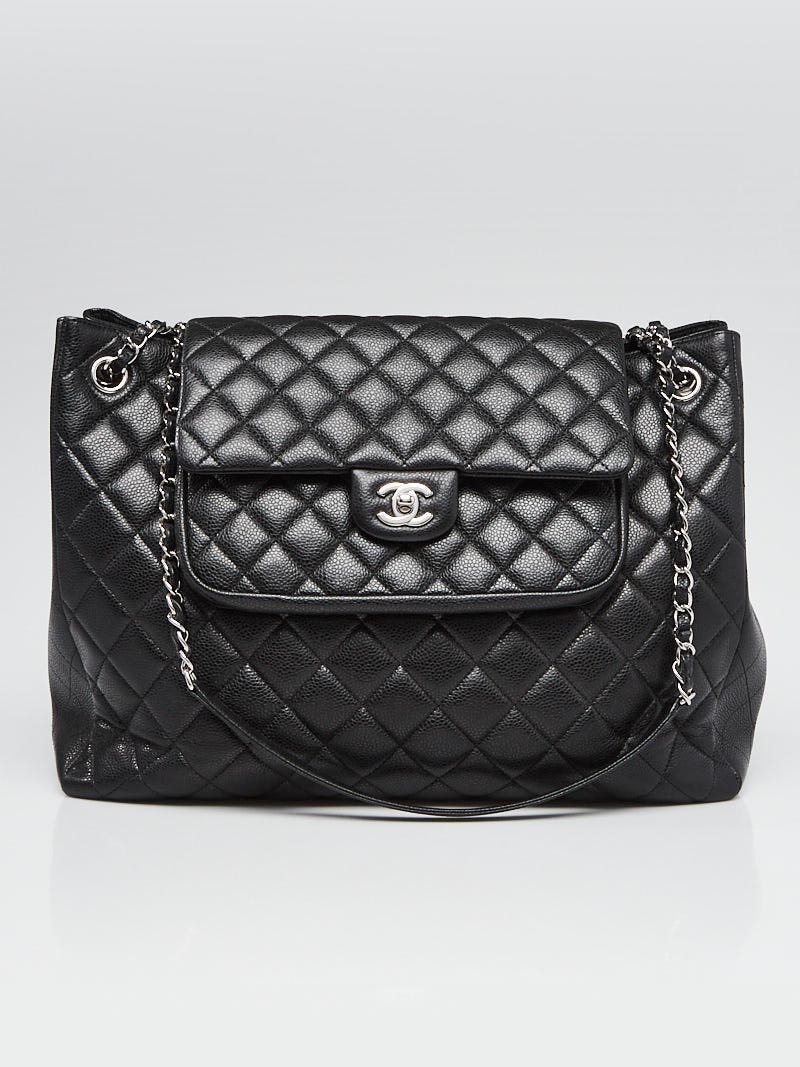 Chanel Black Quilted Caviar Leather Front Flap Pocket Tote Bag - Yoogi's  Closet