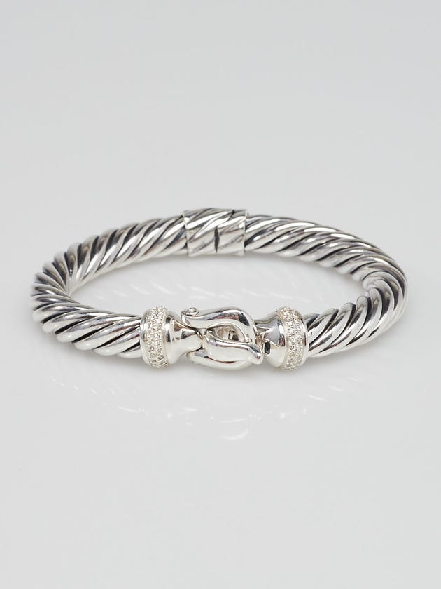 David Yurman 8.5mm Sterling Silver Cable and Diamond Buckle Bracelet