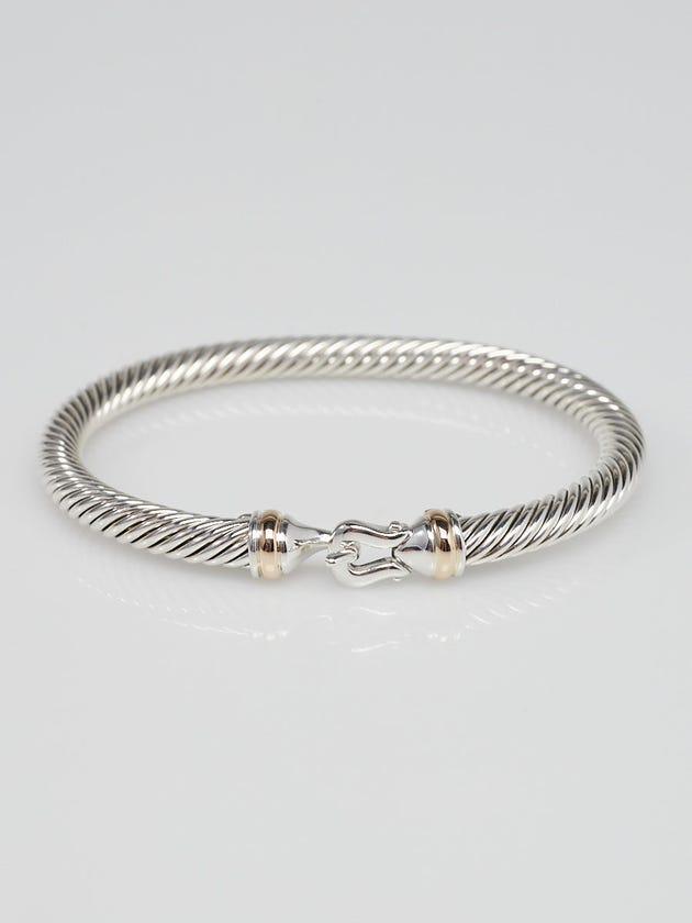 David Yurman 5mm Sterling Silver and 18k Gold Cable Buckle Bracelet