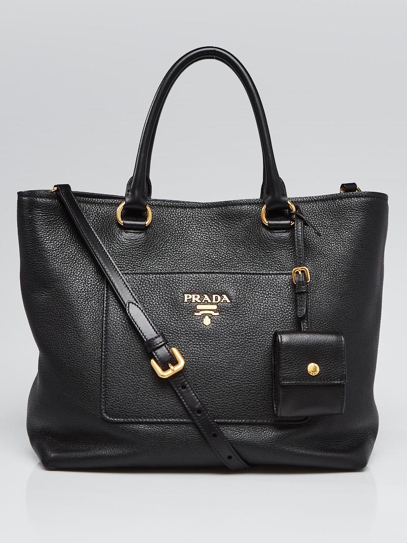 Prada Black Vitello Daino Leather Tote 1BG049 | Yoogi's Closet
