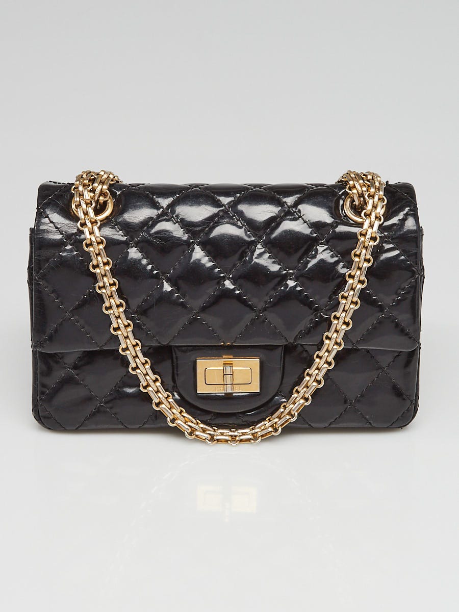 Chanel Black 2.55 Reissue Quilted Patent Leather Small Accordion
