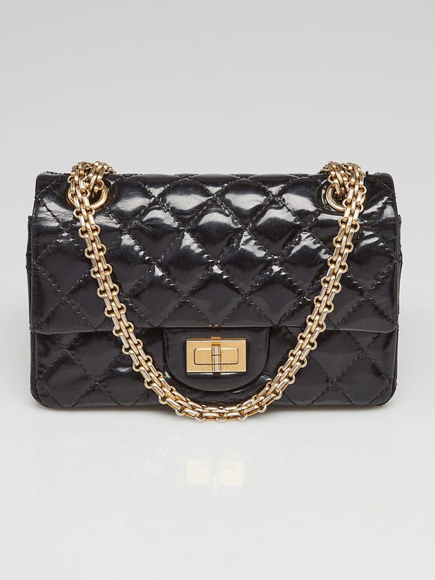 Chanel Black 2.55 Reissue Quilted Patent Leather Small Accordion Flap Bag