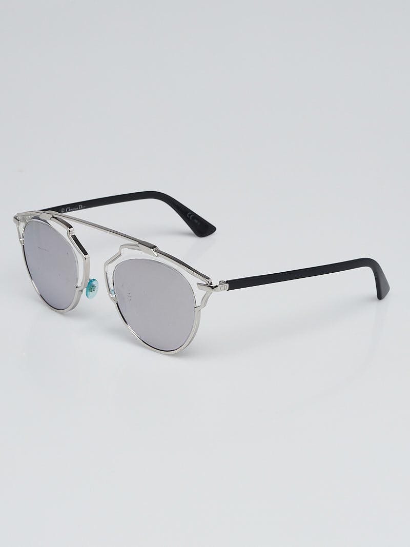 Christian Dior Silvertone Metal and White Acetate So Real Brow Bar Sunglasses