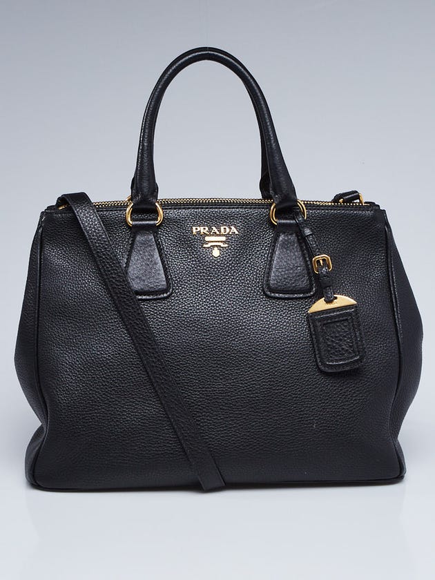 Prada Black Vitello Daino Leather Tote Bag BN2420