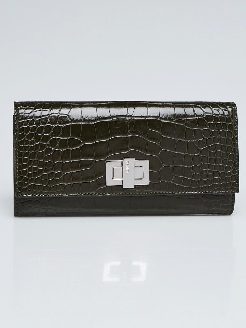【FENDI】PEEKABOO WALLET Fendi Olive Crocodile Peekaboo Wallet 8M0377 | Yoogi's Closet
