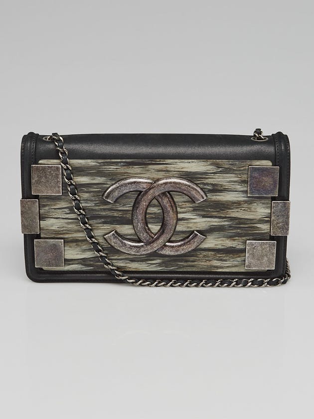 Chanel Black Iridescent Calfskin Leather and Plexiglas East/West Boy Brick Flap Bag