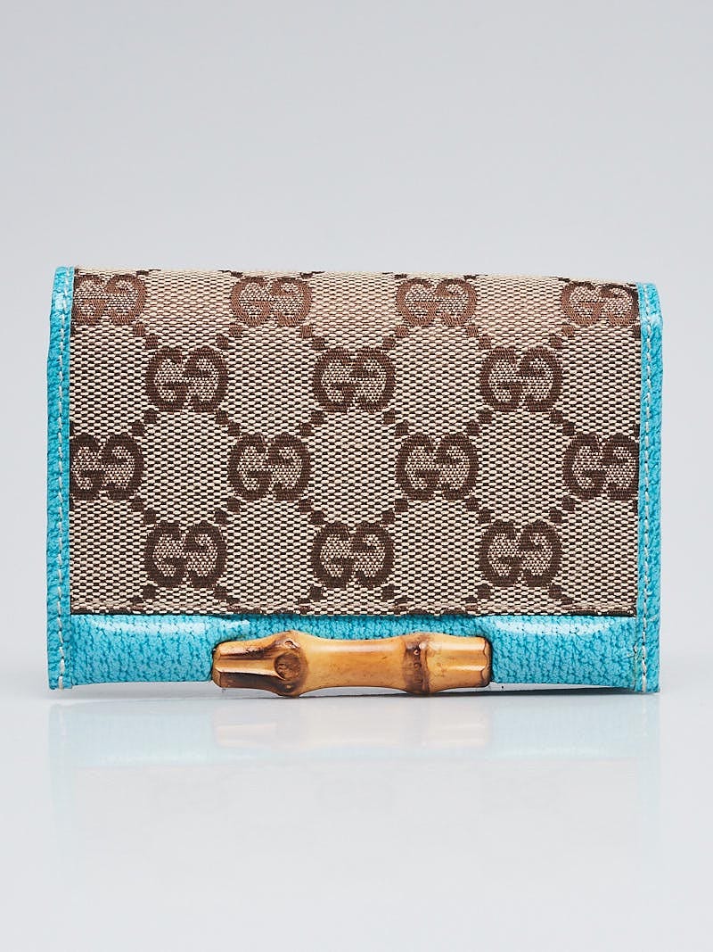 Ophidia GG card case wallet in beige and blue Supreme