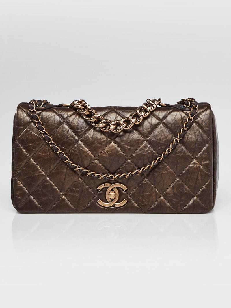 Chanel Marron Fonce Quilted Calfskin Leather Pondicherry Large