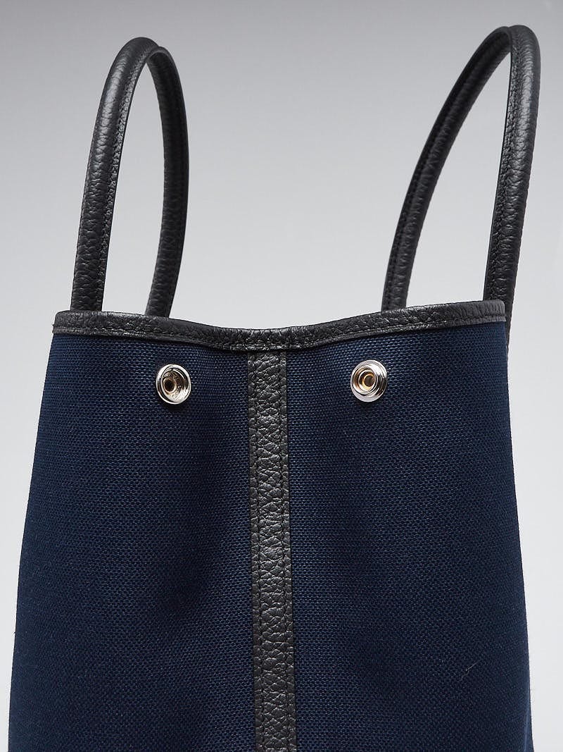 Hermes Navy Blue Canvas and Black Leather Garden Party 36 Tote Bag -  Yoogi's Closet