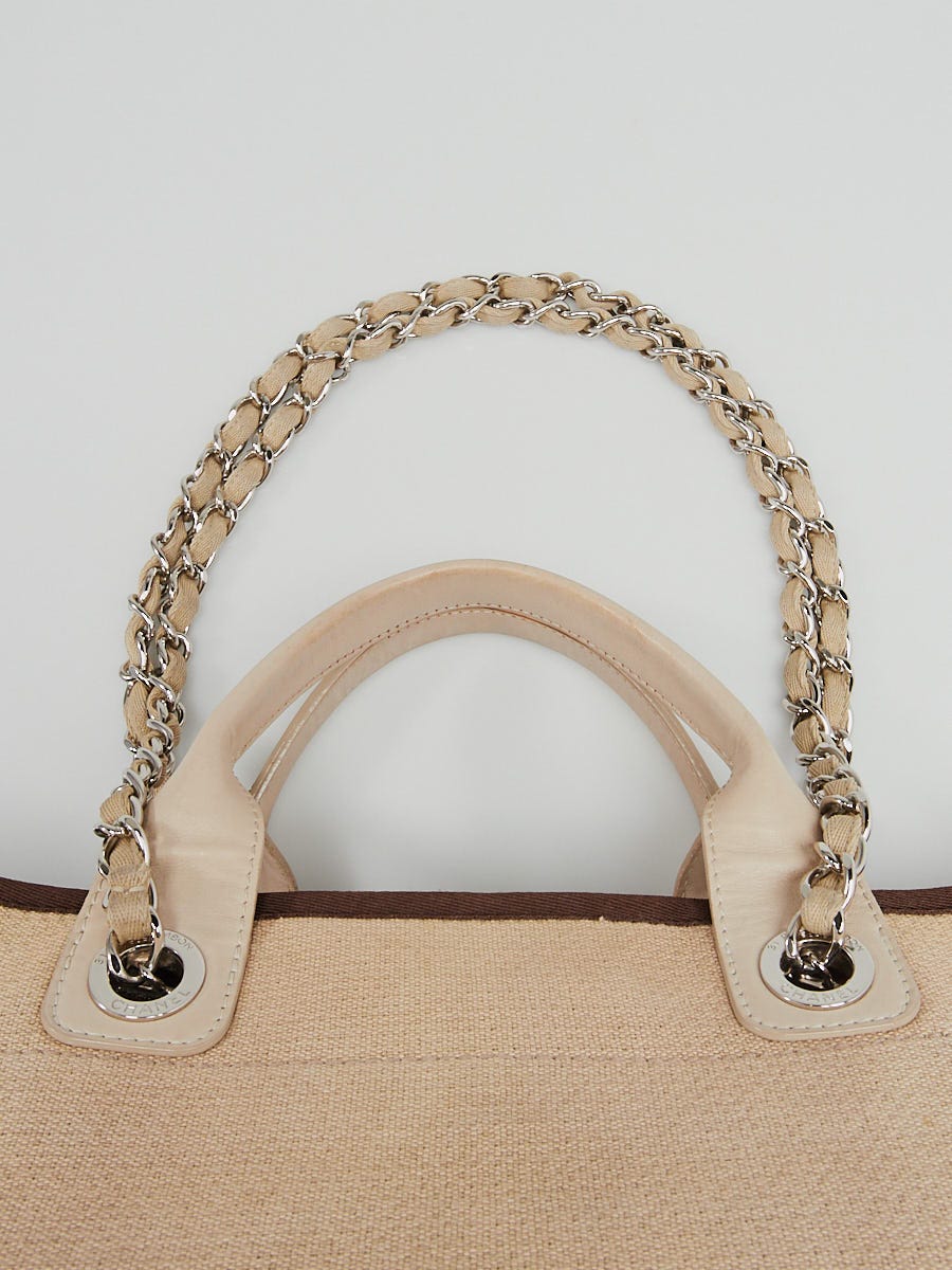 Chanel Beige Canvas Deauville Large Shopping Tote Bag - Yoogi's Closet