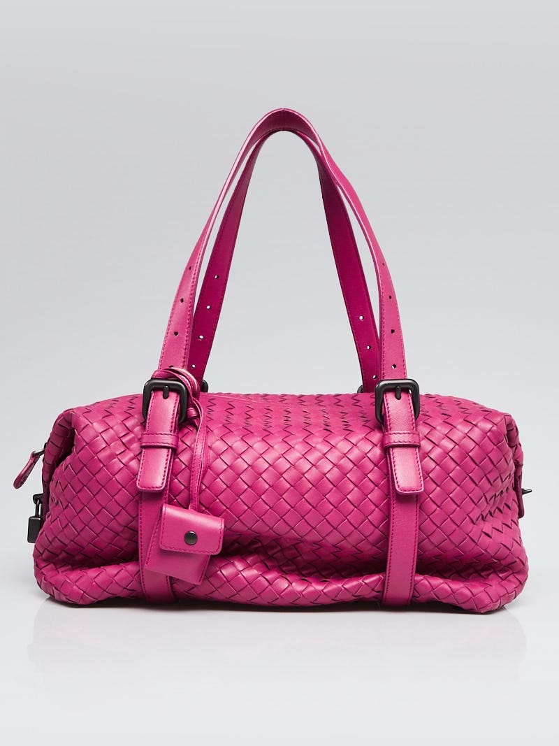 Bottega Veneta Ametiste Intrecciato Woven Nappa Leather Montaigne Satchel Bag