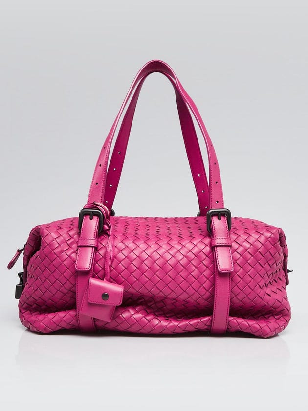 Bottega Veneta Ametiste Intrecciato Woven Nappa Leather Montaigne Satchel Bag