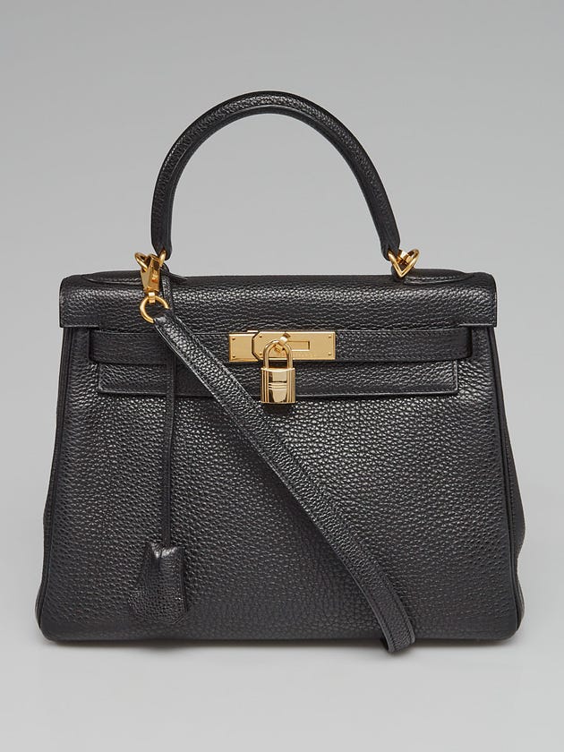 Hermes 28cm Black Togo Leather Gold Plated Kelly Retourne Bag