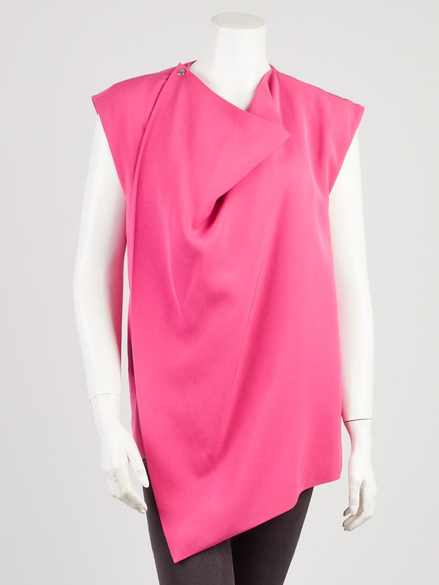 Celine Fuchsia Silk Draped Vest Top Size 4/36