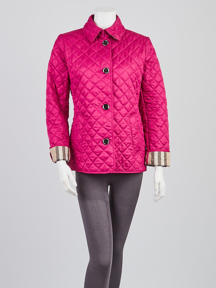 Burberry Magenta Quilted Polyester Button Down Jacket Size S/P