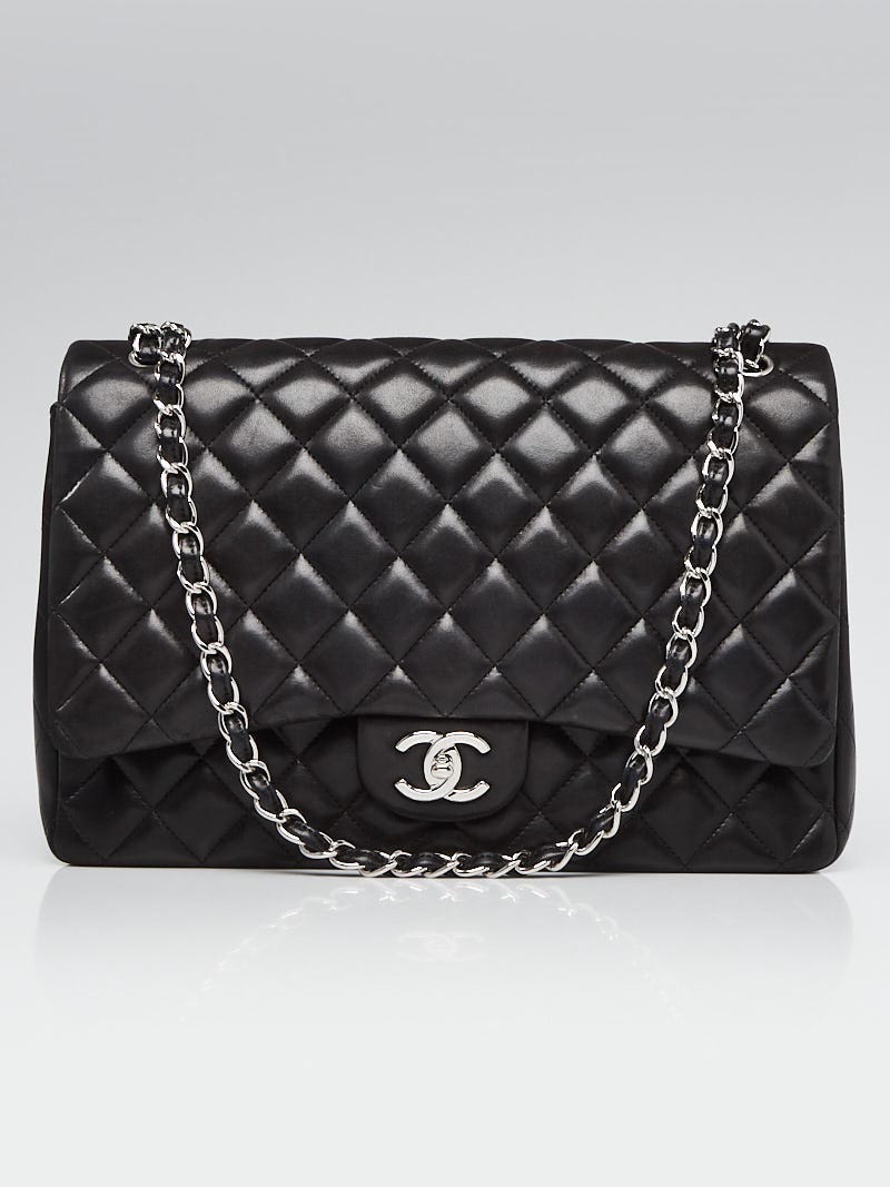 Chanel Black Quilted Lambskin Leather Classic Maxi Double Flap Bag