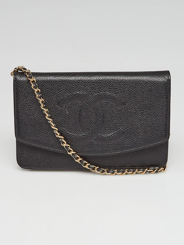 Chanel Black Caviar Leather Timeless WOC Clutch Bag 