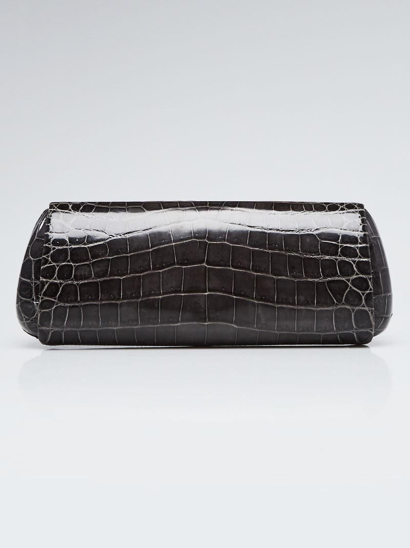 Christian Dior Grey Crocodile Box Clutch Bag | Yoogi's Closet