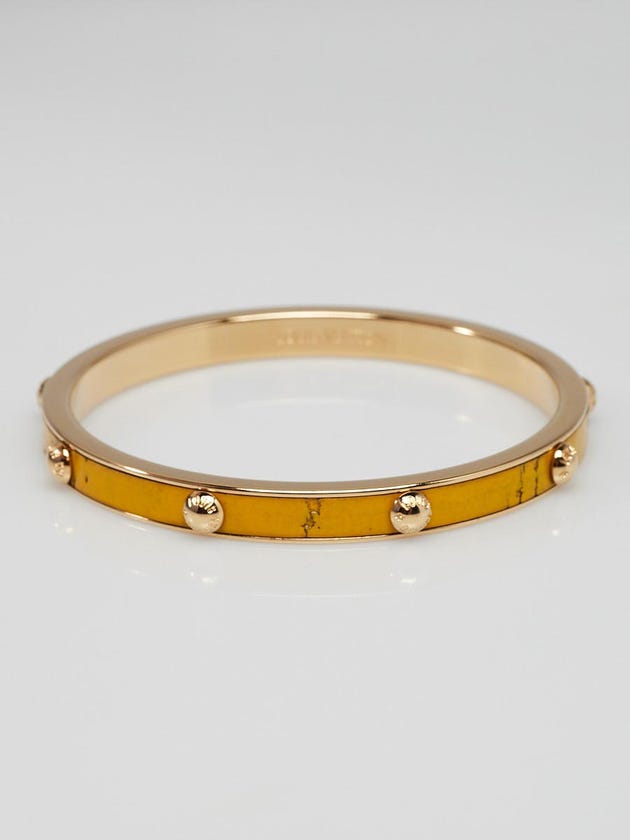 Louis Vuitton Yellow Leather and Metal Gimme a Clue Bangle Bracelet Size M
