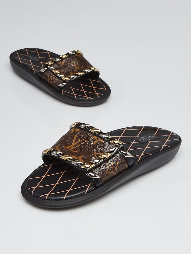 Louis Vuitton Monogram Coated Canvas Eldorado Flat Slide Sandals Size 9.5/40