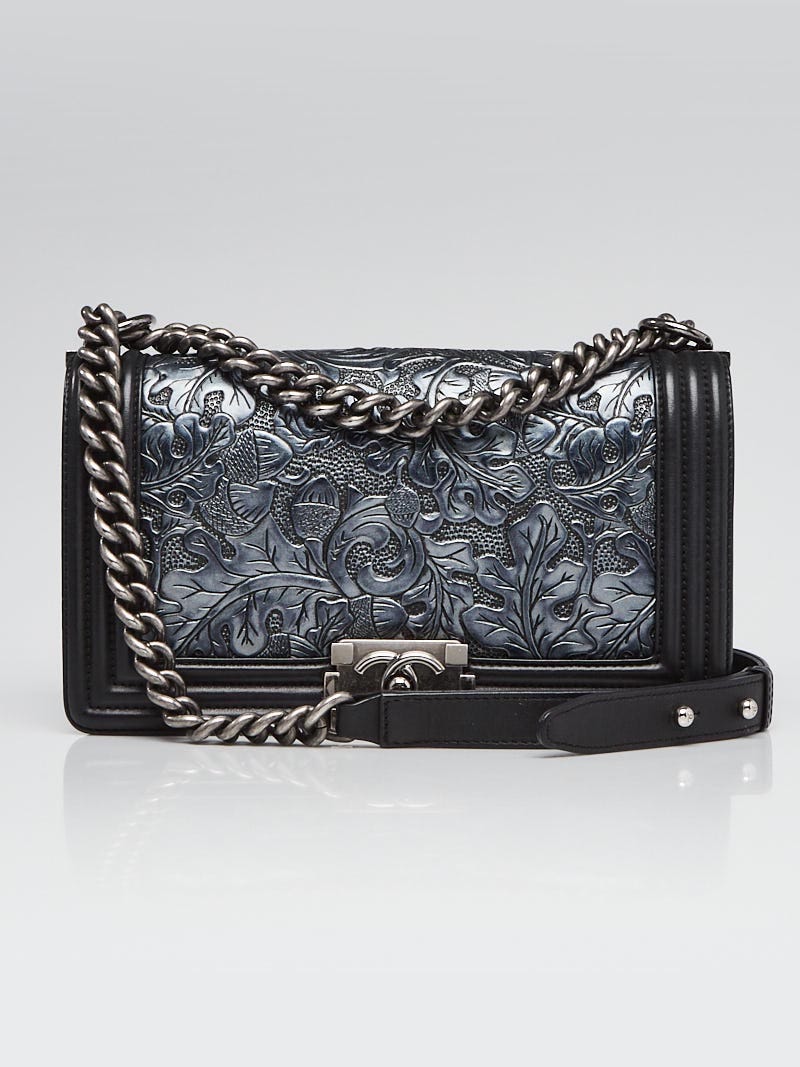 Chanel Black/Silver Embossed Leather Paris-Dallas Cordoba Medium