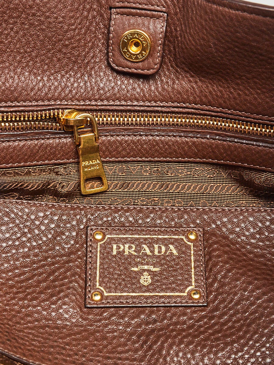 Prada Bruciato Vitello Daino Leather Tote Bag BN2537 - Yoogi's Closet