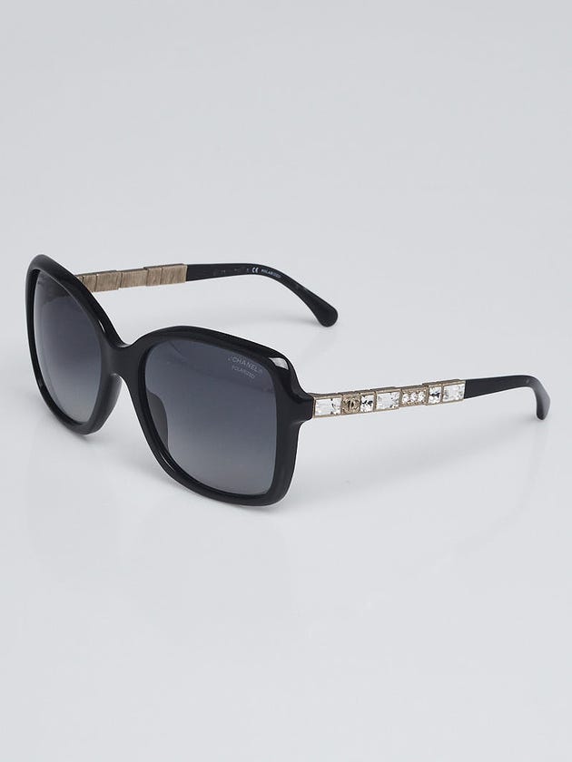Chanel Black Square Acetate Frame and Crystals Bijou Sunglasses-5308-B