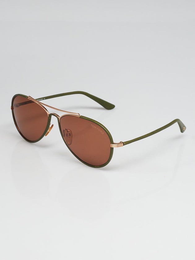 Tom Ford Green Leather Shelby Aviator Sunglasses TF36
