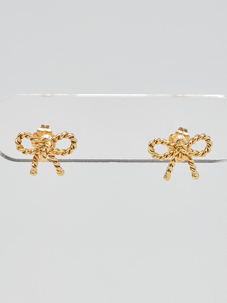 Tiffany & Co. 18k Yellow Gold Twist Bow Stud Earrings - Yoogi's Closet