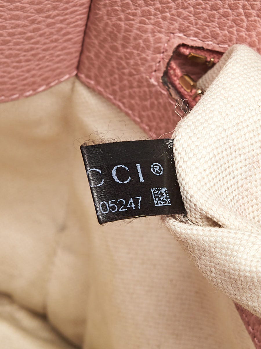 Gucci Grey/Pink Pebbled Calfskin Leather Small Swing Tote